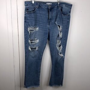 KanCan Maurices Ripped Cropped Jeans Light Wash Raw Hem Distressed Womens 24